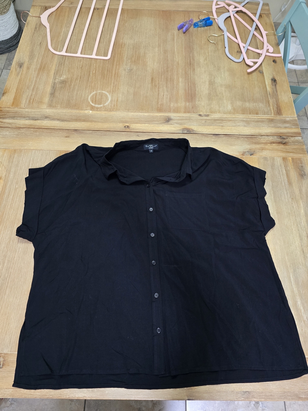 Velvet Heart Black Button-Front Short Sleeve Shirt